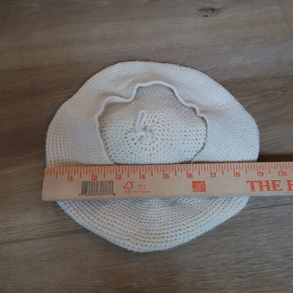 Vintage Cream Knit Pom Pom Beret - Picture 5 of 5